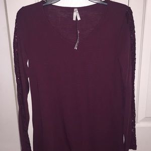Maroon top with Sequin sleeves